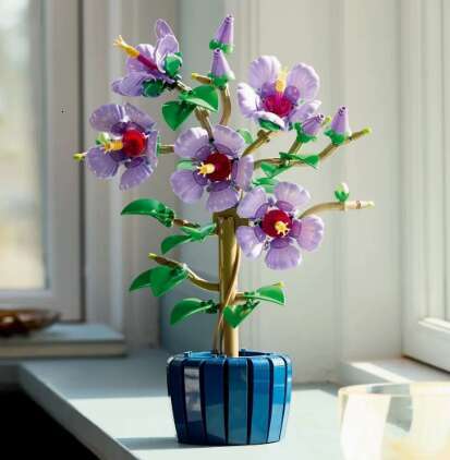 Eternal bouquet of star-shaped roses and orchids. Wooden building blocks toy. Valentine's Day gift for a girl. Holiday present.H260104