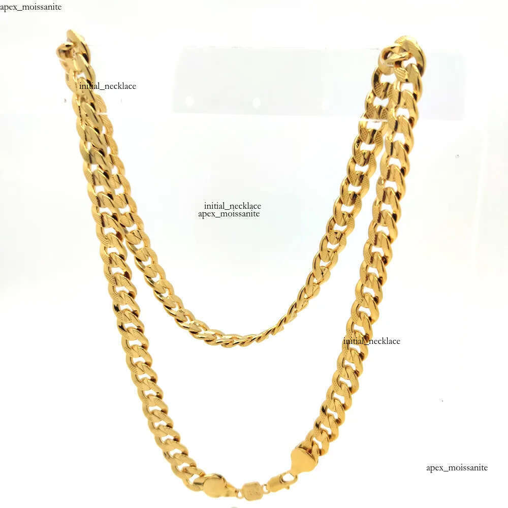 Handmade Dubai Men's Cuban Link Chain Necklace In 18 k Stamped Gold Filled Pave Curb 12