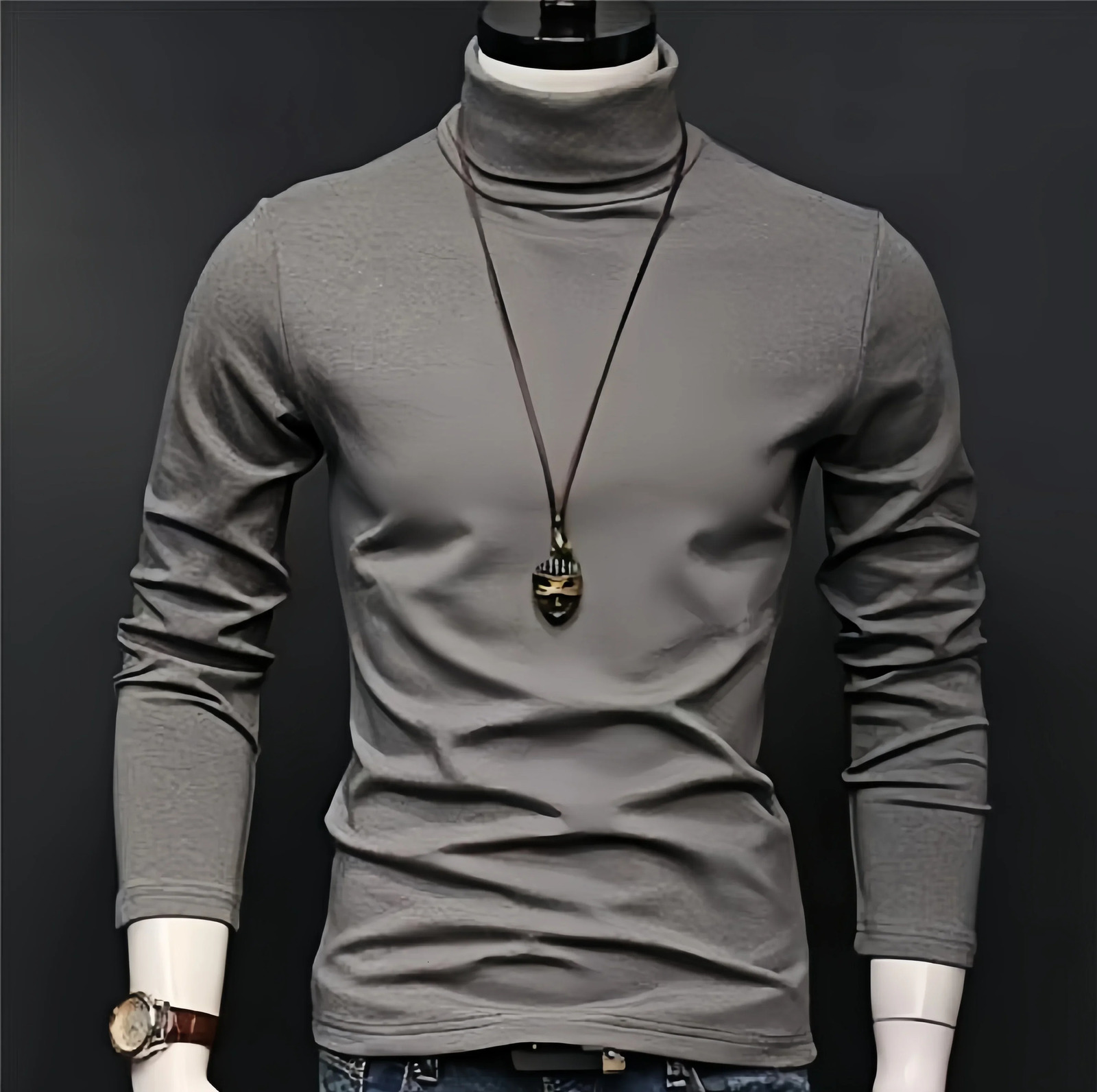 Mens Thermal Underwear Top Slim Fit Long Sleeve High Neck Shirt Autumn Winter Clothes Thin Tights for Cold Weather 251225