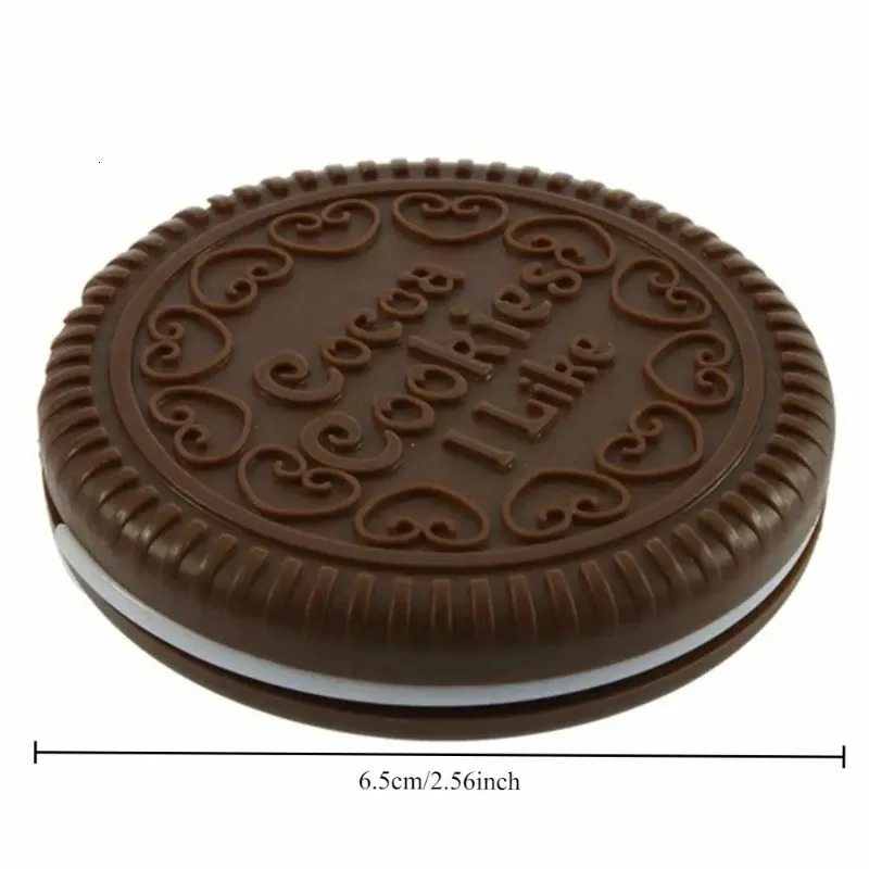 1pc Simple Ins Cute Chocolate Biscuit Mirror Outdoor Portable Mirror Mini Folding Makeup Mirror Pocket Mirror 251231