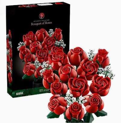 Eternal bouquet of star-shaped roses and orchids. Wooden building blocks toy. Valentine's Day gift for a girl. Holiday present.H260104
