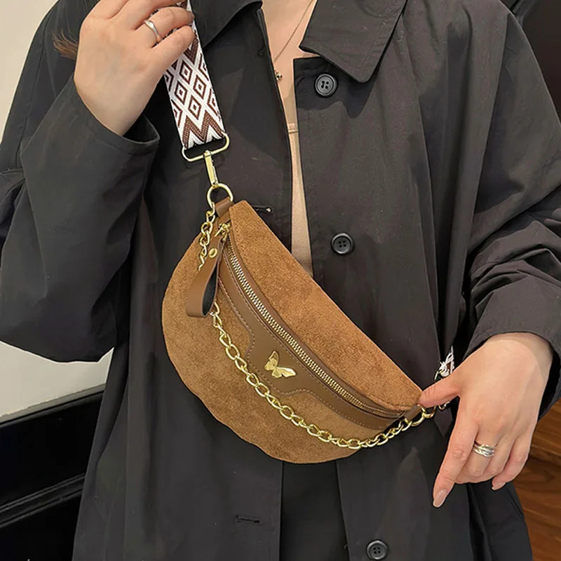 Women Waist Bag Fashion Faux Suede Chest Pack Street Trend Fanny Pack Simple Belt Bag Female Shoulder Crossbody Bag 251231