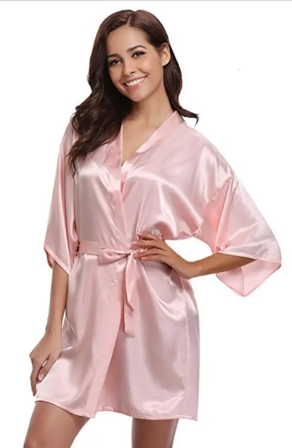 RB032 Silk Kimono Robe Bathrobe Women Bridesmaid Robes Sexy Navy Blue Satin Ladies Dressing Gowns 251231