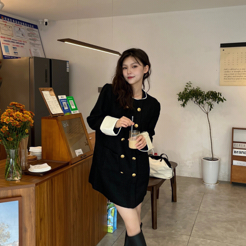 2026 Winter New Luxury Sexy Women's Dress - Christmas Two-color Two-button Loose Little Chino Style Dress - Wholesale