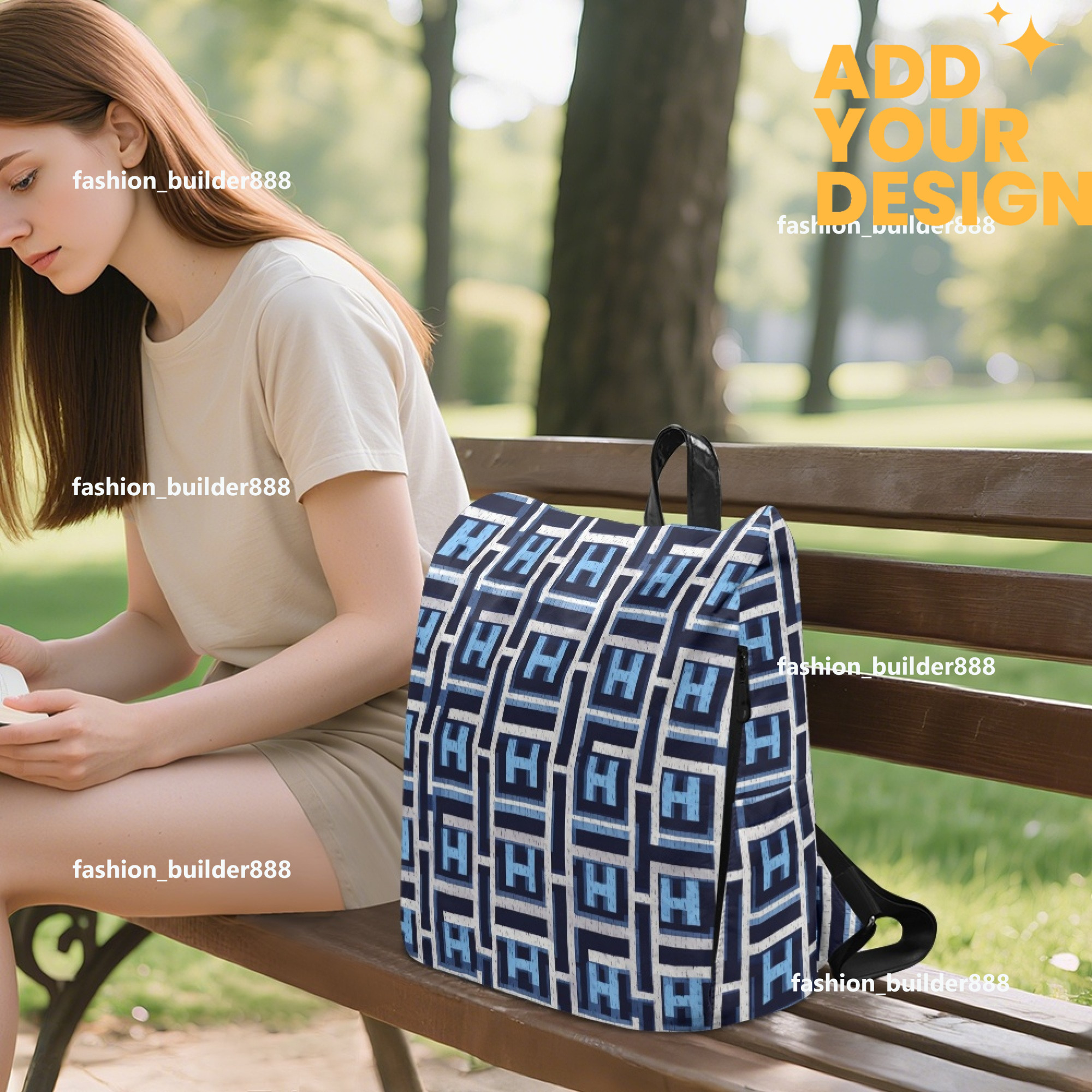 Custom H Designer Fashion Anti Theft Backpack Luxury Horse Pattern Unisex Full Print Backpack Laptop Bag Travel Bag H60