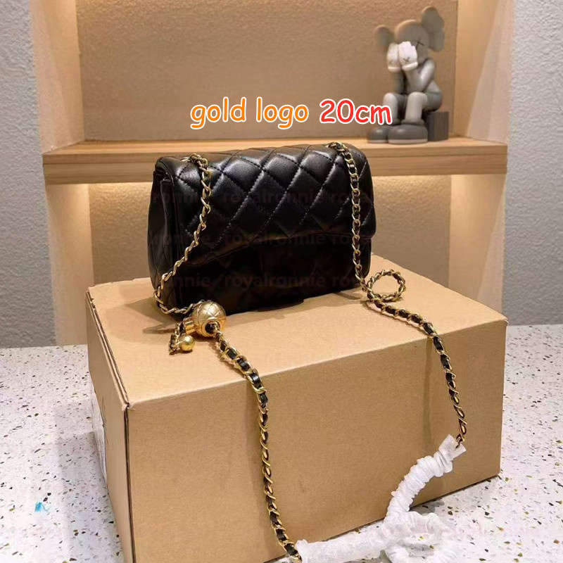 Gold Ball Luxury Designer Bag Handbag Leather CF Sheepskin Shoulder Bag 20cm Golden Purse Women Totes Classic Clutch Saddle Smooth Crossbody Calfskin Bags Stock