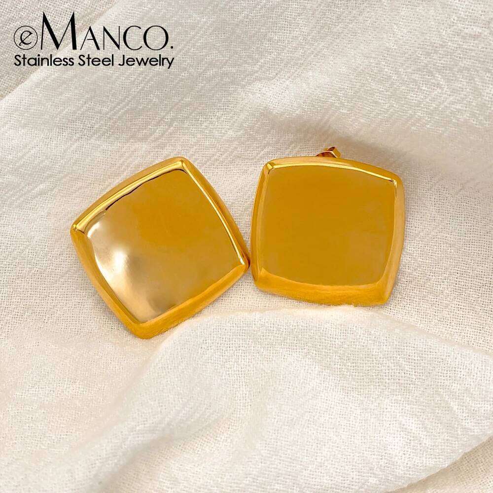 eManco Stainless Steel Exaggerated Geometric Large Square Earrings Women's Fashion New Jewelry Gifts Factory Direct