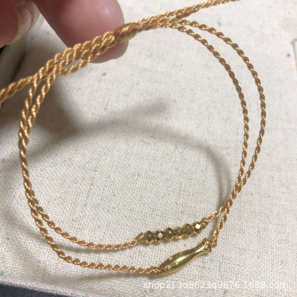 Titanium Steel Non-Fading New Zodiac Year Good Luck Fish in Water Six Great Success Laser Disco Beads Hand-Woven Bracelet