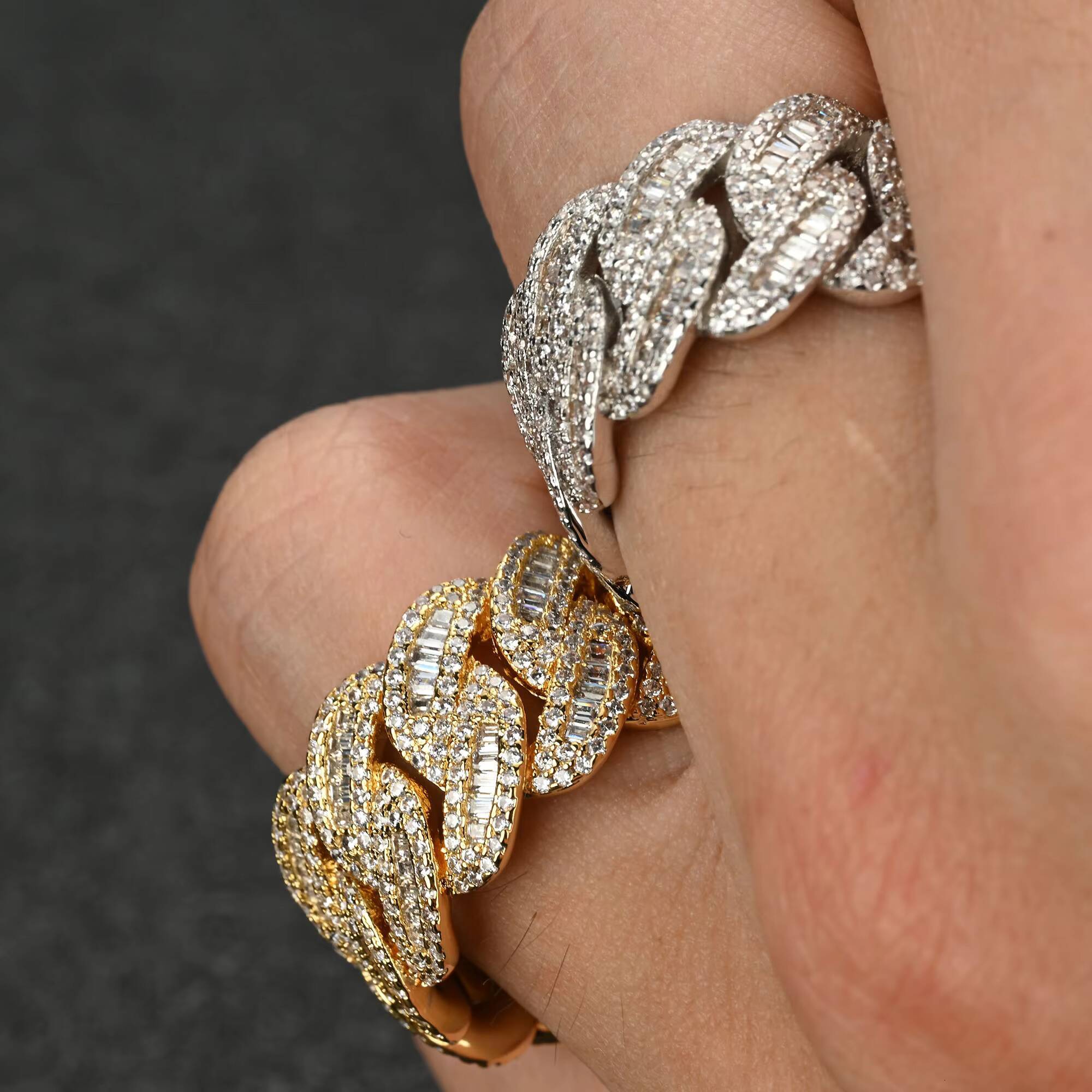 Hiphop 925 Sterling Silver Gold Plated VVS Moissanite Cuban Ring Fine Jewelry Diamond Rings for Men and Women