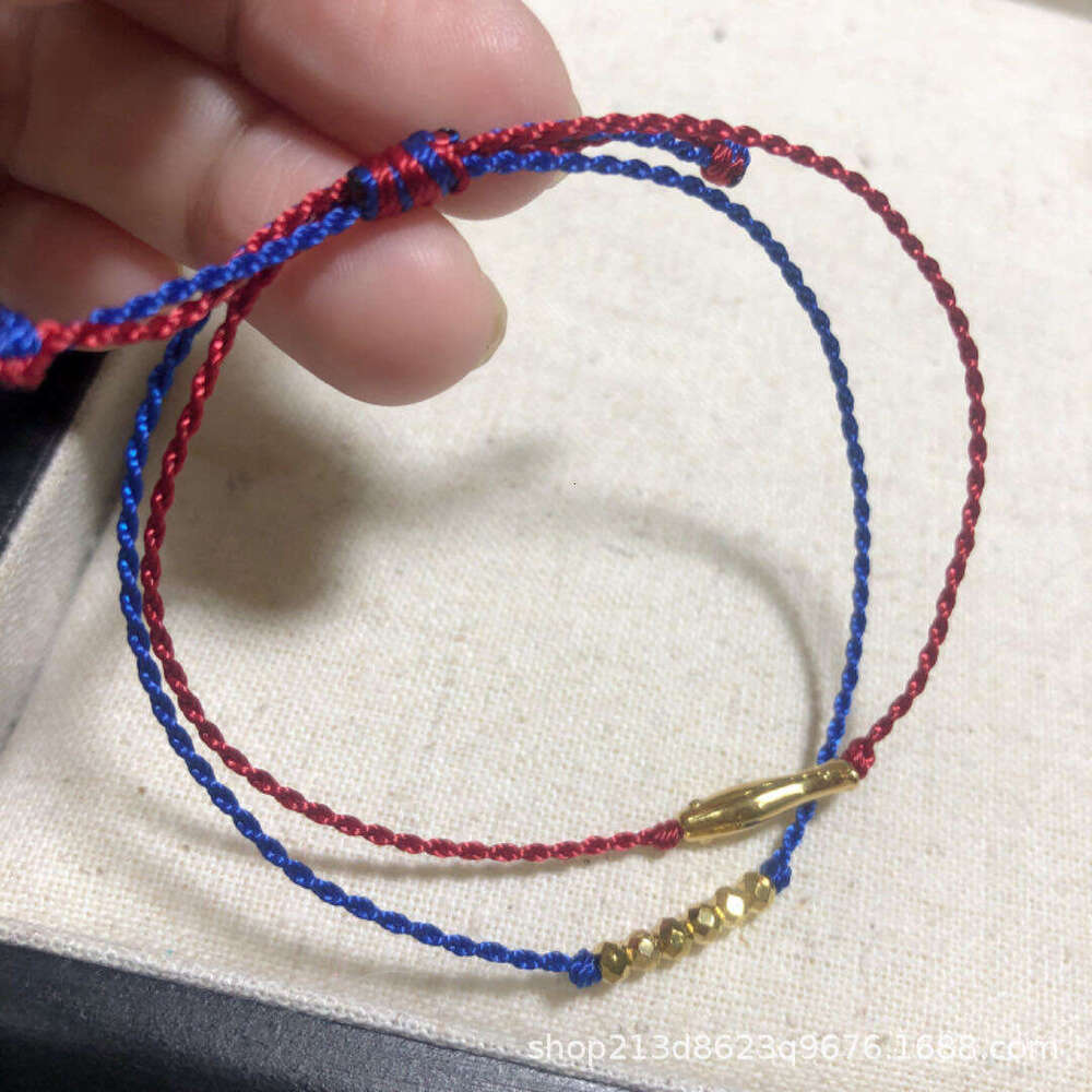 Titanium Steel Non-Fading New Zodiac Year Good Luck Fish in Water Six Great Success Laser Disco Beads Hand-Woven Bracelet