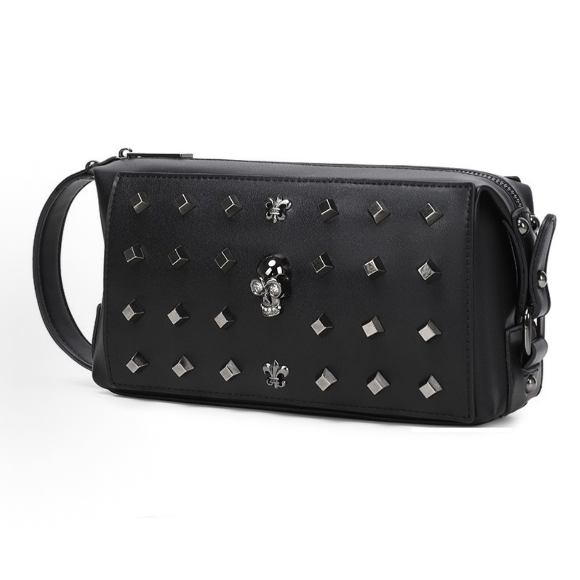 10A Designer Bag - Women's Nude Black Leather Rivets Gold Silver Chain Shoulder Travel Shopping Bag With Box & Dust Bag