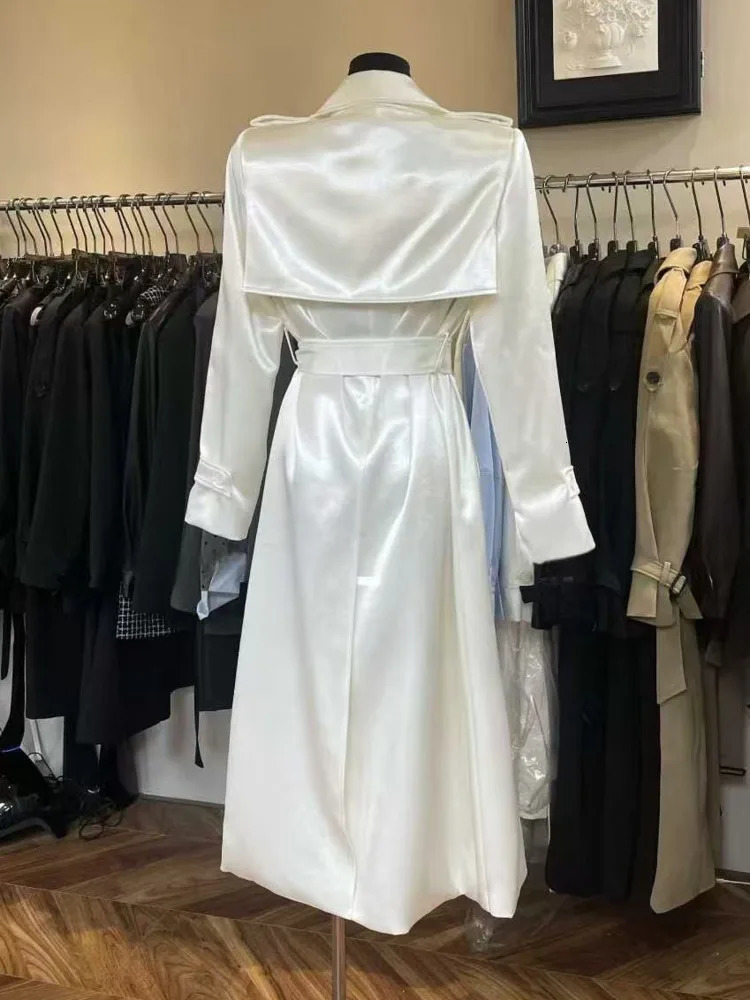 KWTX 2025 Autumn Loose Trench Coat Vintage Lapel Draped Long Overcoat With Belt Elegant Casual Minimalist Style Fall Fashion 251231