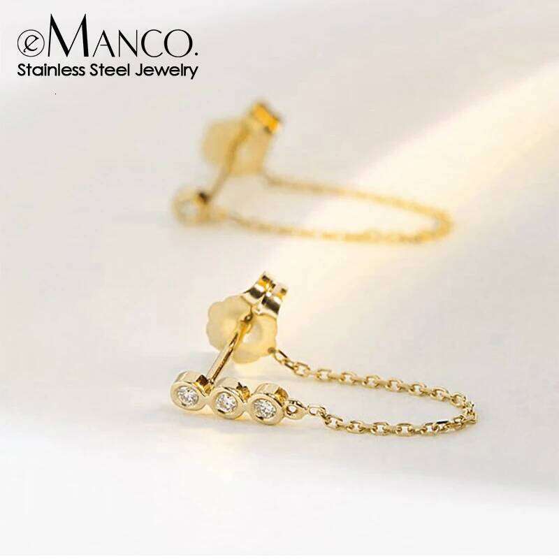 eManco Rhinestone Stainless Steel Drop Bohemian Chain Earrings Women's Fashion Fine Jewelry Wholesale