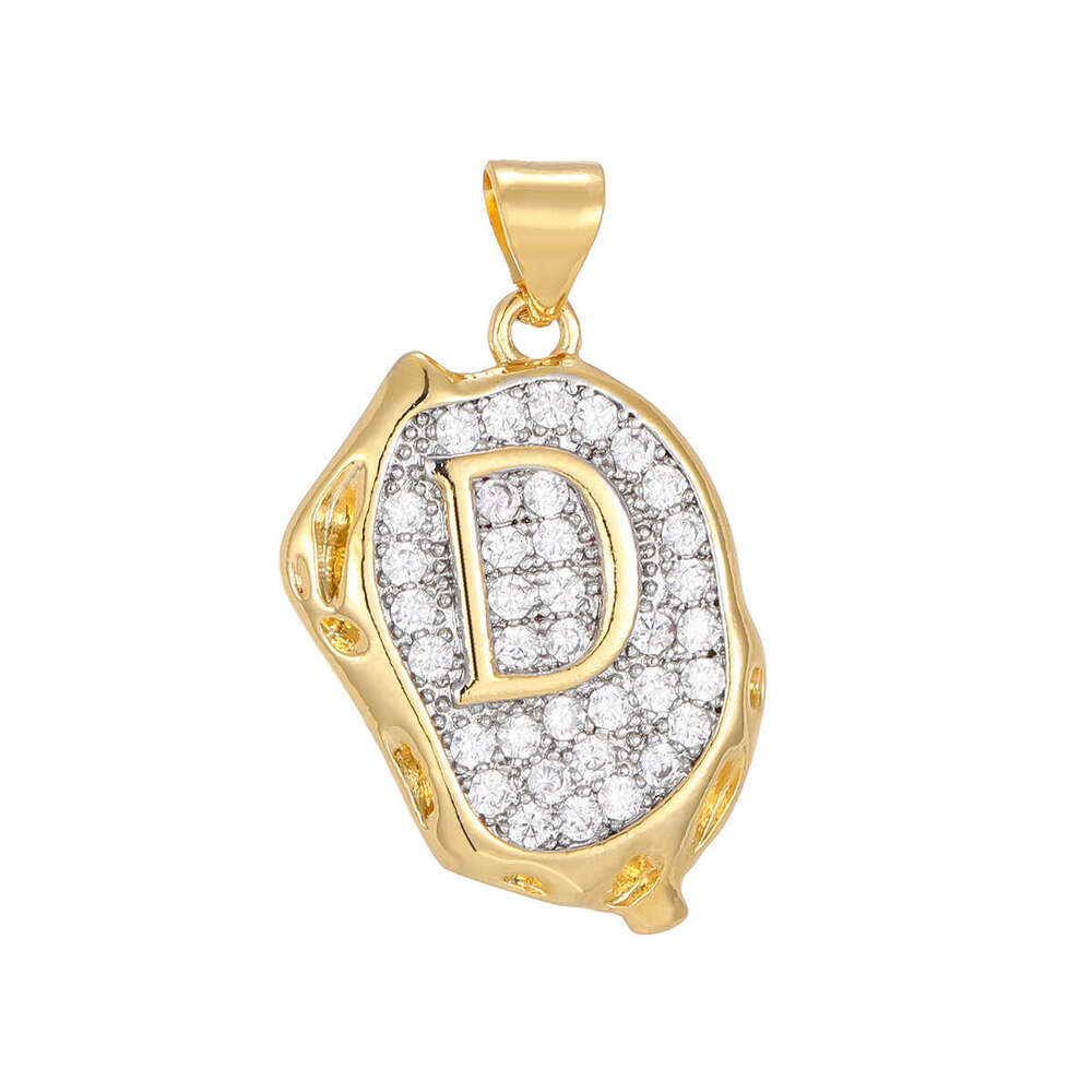 Cross-Border European and American Style Copper Plated Full Diamond 26 English Letters for Women Light Luxury High-End Sweater Chain Necklace Pendant