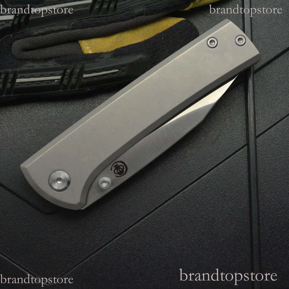 2Models Edition Chaves Folding Knife 3.23 M390 Satin Clip Point Blade, Titanium Handles