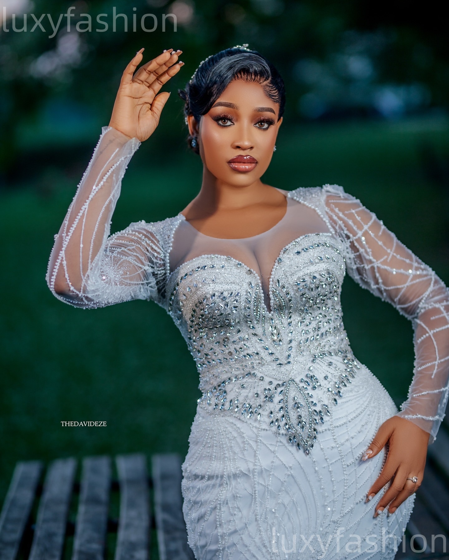 2026 Arabic Aso Ebi Plus Size Ivory Wedding Dress Beaded Crystals Sheer Neck Full Sleeves Sequined Bridal Gowns Dresses ZJ060