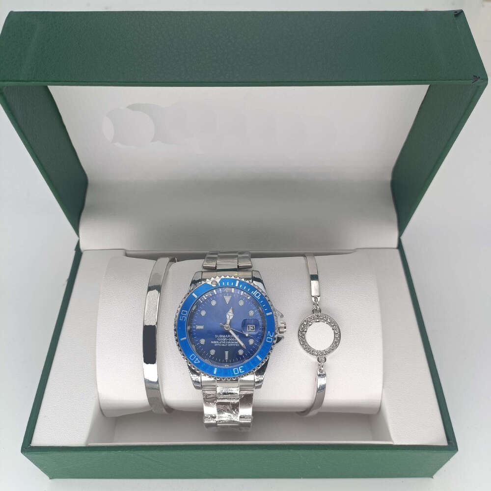 New Style 40.5mm Quartz Wristwatch Set - Green Men's Bracelet 3-Piece & Pink Women's Watch for Cross