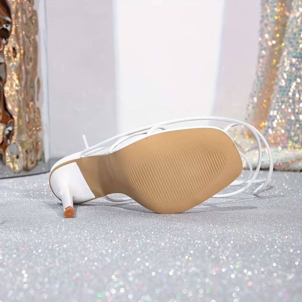 Square Heels Fashion Shoes New Style Women S High Heeled With Square Toes Lace Up Thin Heels Fashionable And Casual MOJIDASHU