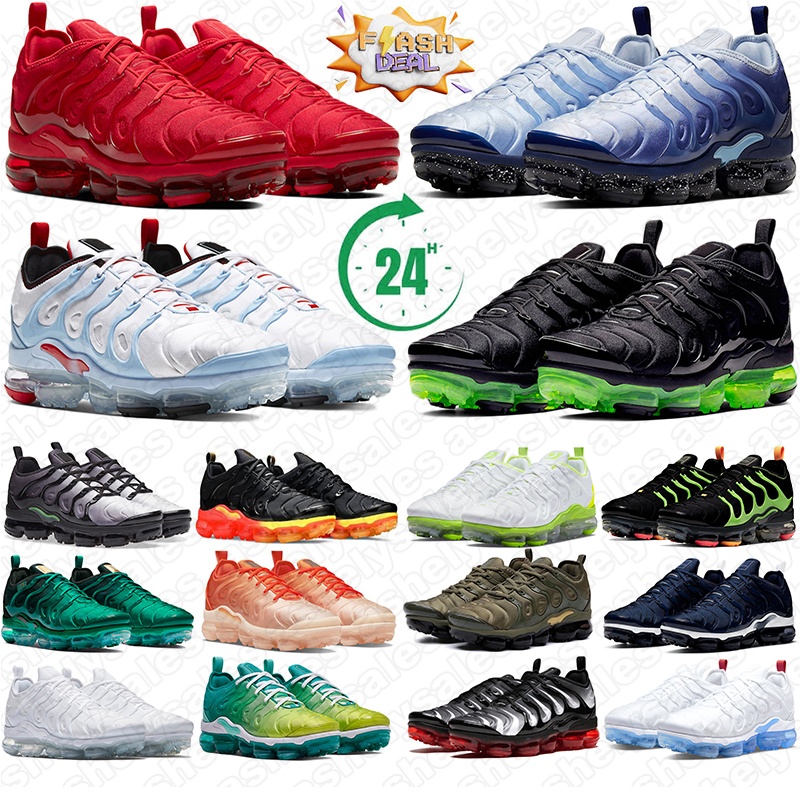 Free Shipping TN plus Running Shoes Women Mens Trainers Wolf Cool Grey Red White Black Obsidian Pastel Neon chaussures outdoor sports sneakers discount 36-47