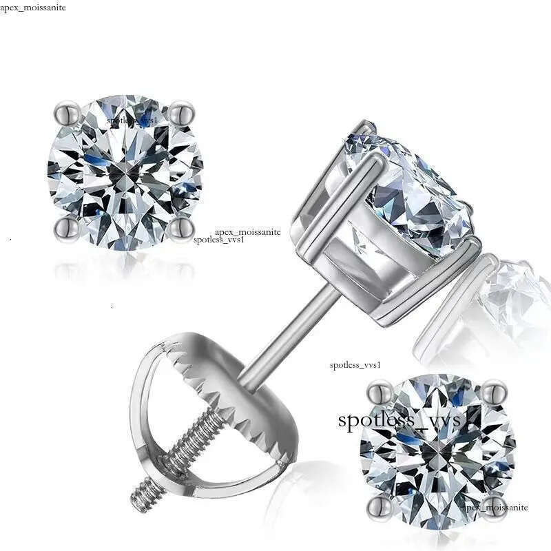 pass diamond tester VVS1 moissanite designer for women men making of 925 sterling silver stud earrings screw back earring jewelry woman valentines day gift