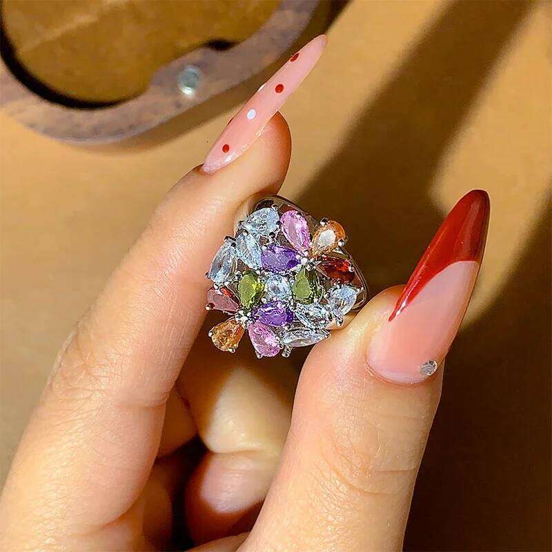 Plated Exquisite Silver Zircon Shape Women's High Quality Shiny AAA Multi Size Rings For Anniversaries Gift Accessories - view 5