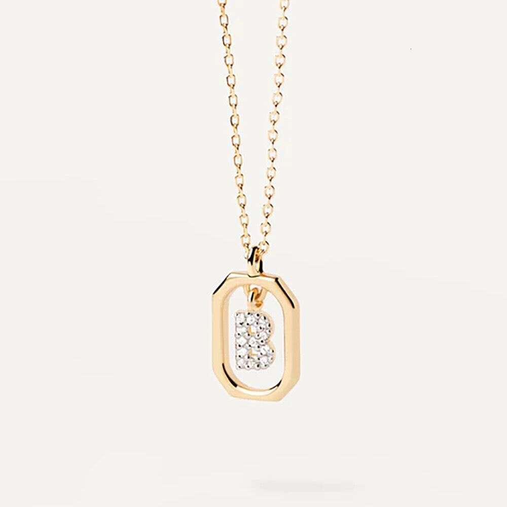 Spanish PD Trendy Hot-Selling 18k gold English Letter Micro-Inlaid Zircon Pendant Gold-Plated Popular Necklace