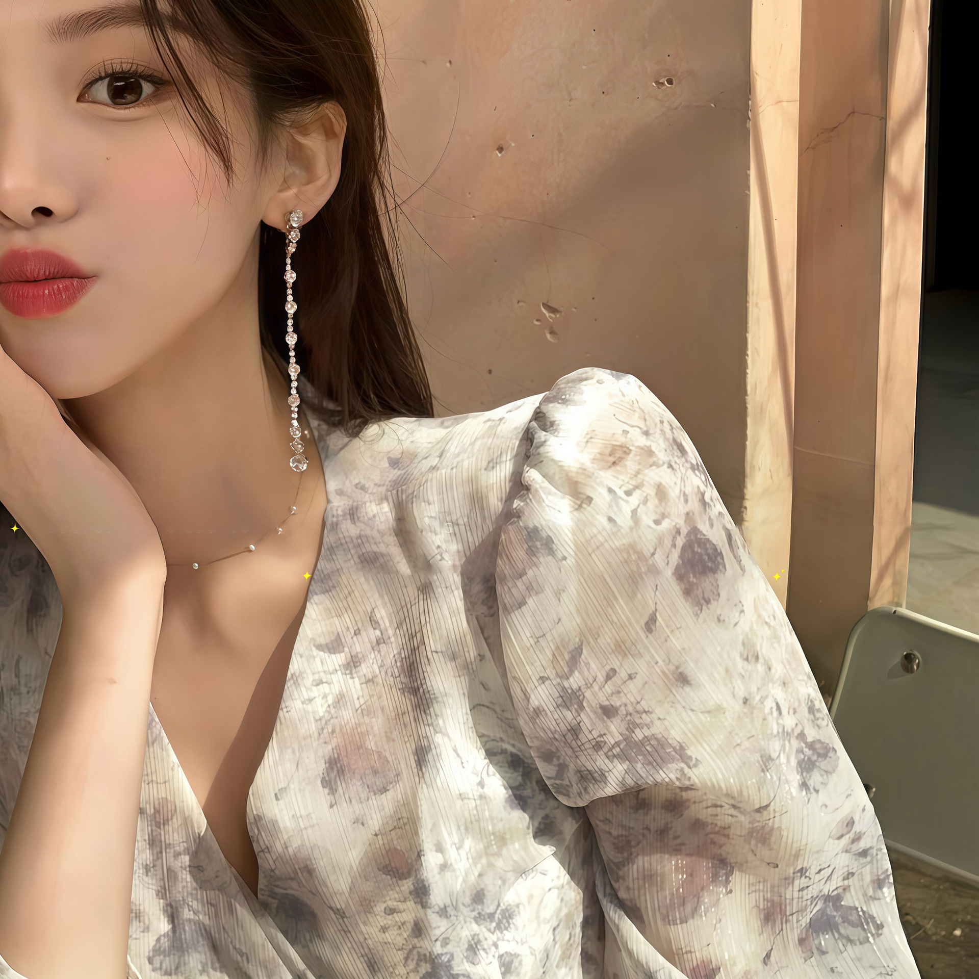 Silver Needle Zircon Round Tassel Exquisite Elegant Niche Style Versatile Earrings Light Luxury High-end Feel Women's Ear Jewelry