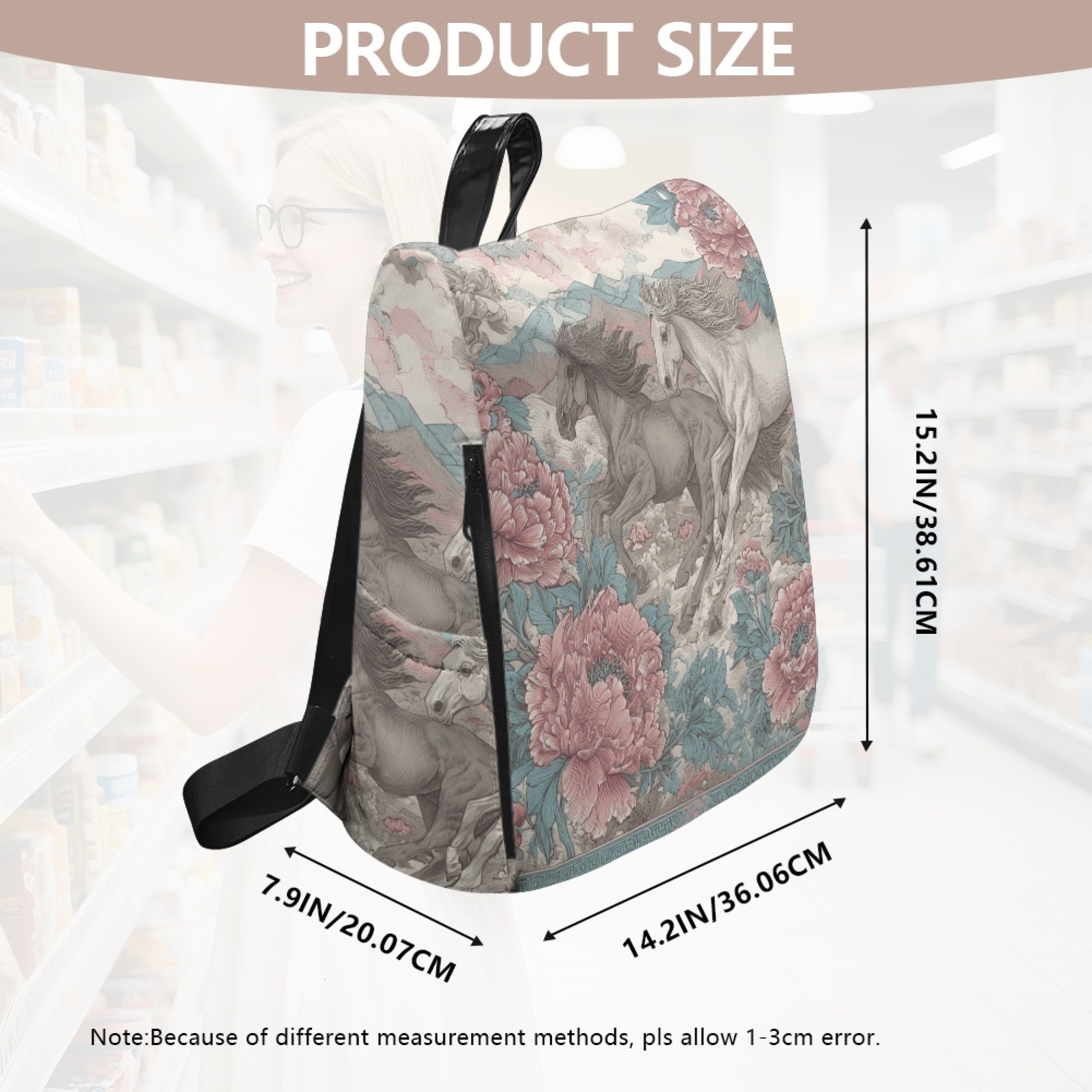 Custom H Designer Fashion Anti Theft Backpack Luxury Horse Pattern Unisex Full Print Backpack Laptop Bag Travel Bag H49