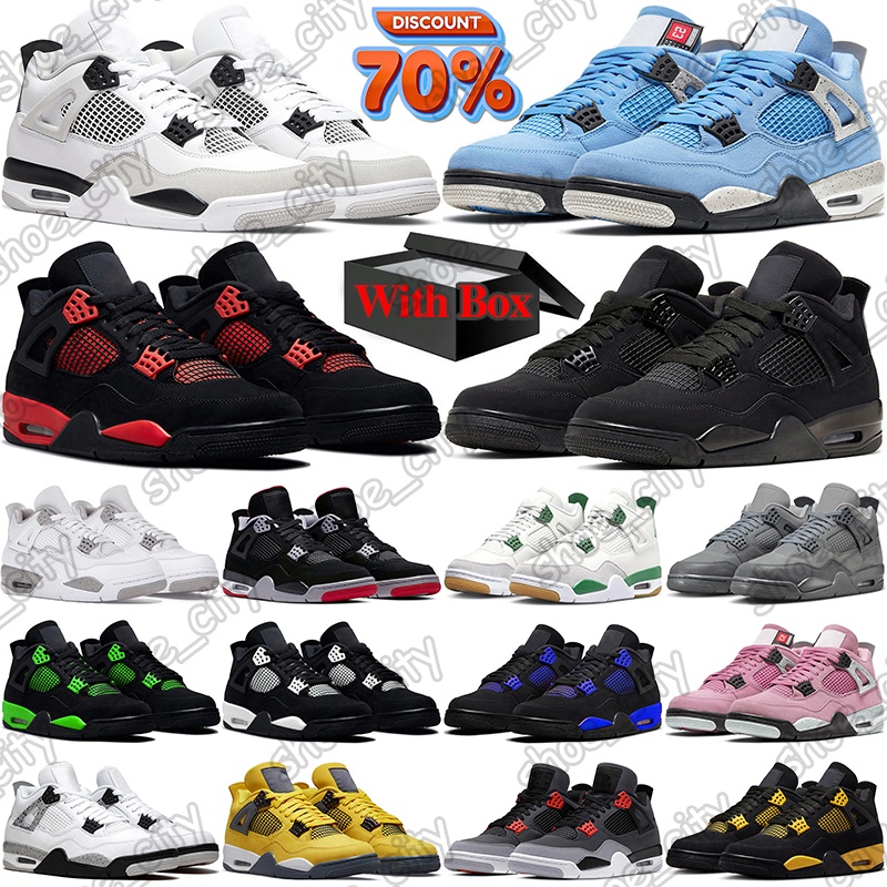 free shipping with box jordan4shoe shoes 4s designer sneakers outdoor trainers men womens Panda Black Cat 4 Red Thunder Bred White Infrared casual walking