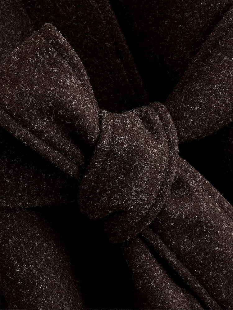 Europeanstyle womens fashionable and versatile elegant singlebreasted wool coat with lapel belt 251216