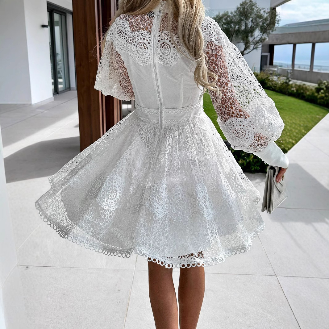 2026 Fashion Minimalist Luxury Urban Sexy Women's Dress With Elegant Lace Decoration Exquisite Style Long Sleeve Tight-fitting Dress