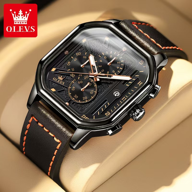 Elegant Punk-Inspired LED-Lit Durable Mens' Chronograph from Oulis Weatherproof and Stylish