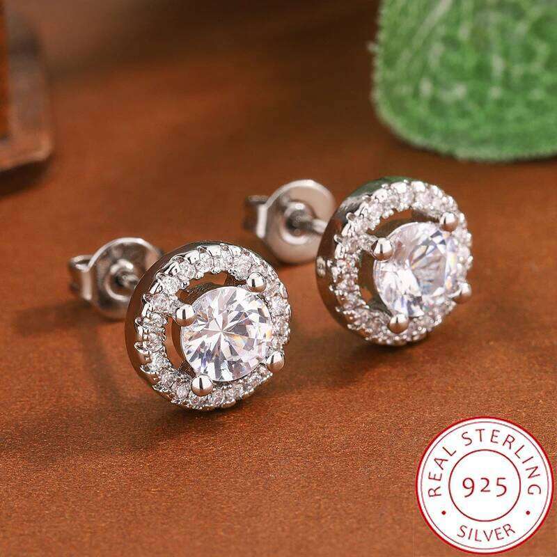 High-quality Round AAA Zircon Earrings for Women's - Exquisite Daily Wear Jewelry and Anniversary Gifts