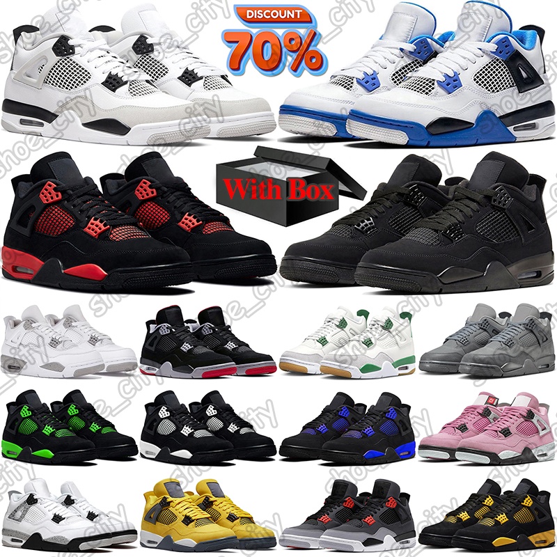 free shipping with box basketball shoes 4s designer sneakers outdoor trainers men womens Panda Black Cat 4 Red Thunder Bred White Oreo mens women