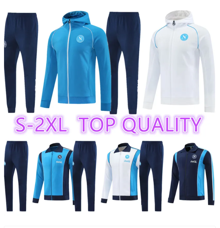 25 26 adult Napoli Tracksuit hooded LONG ZIPPER JACKET soccer kit 2025 2026 SSC Naples Hommes football training suit wear Chandal Squitude Jogging SET Survetement