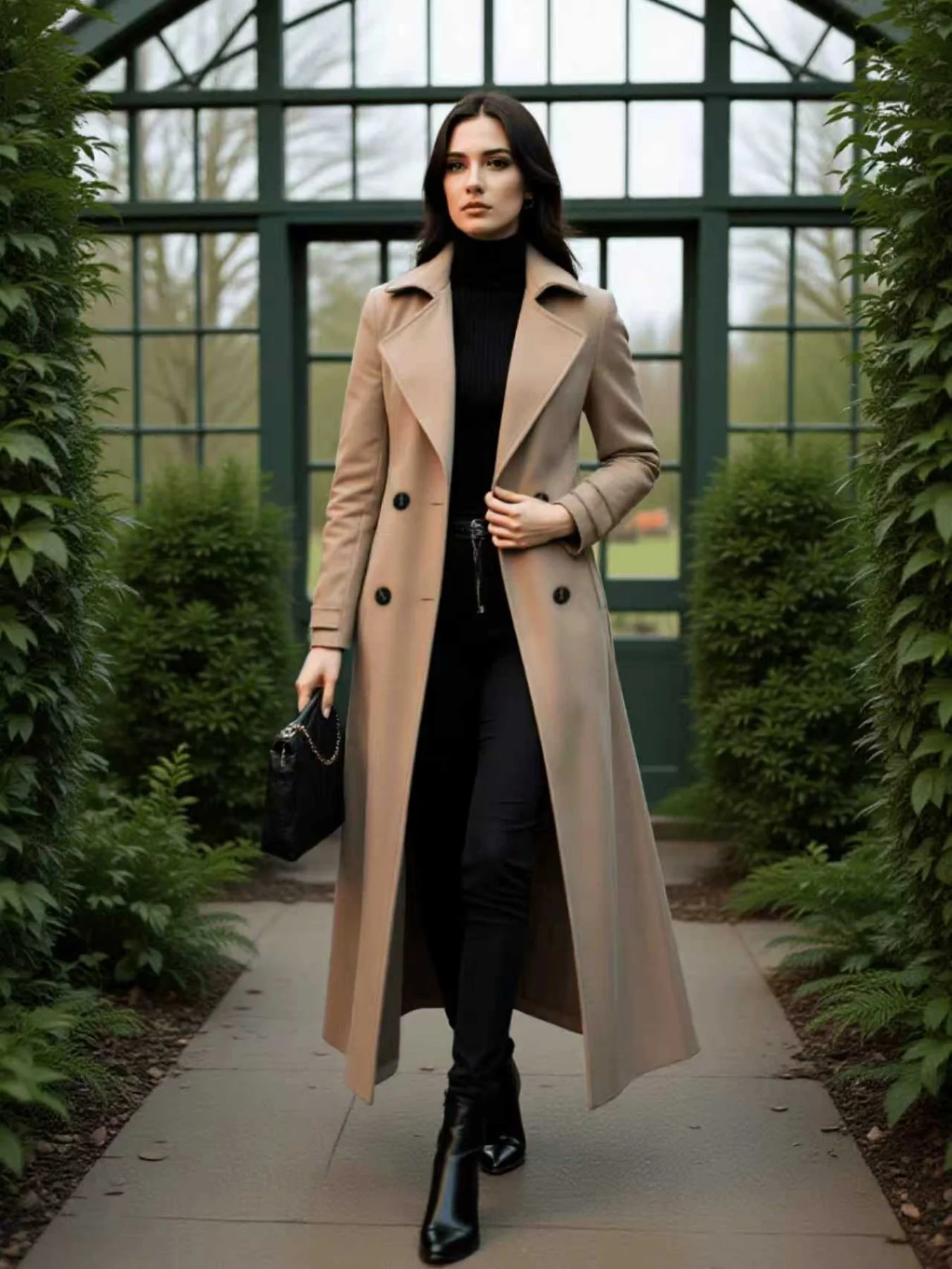 French Retro Trench Coat DoubleBreasted Warm Autumn Winter Elegant Windbreaker Women Wardrobe Essential Give Belt 251231