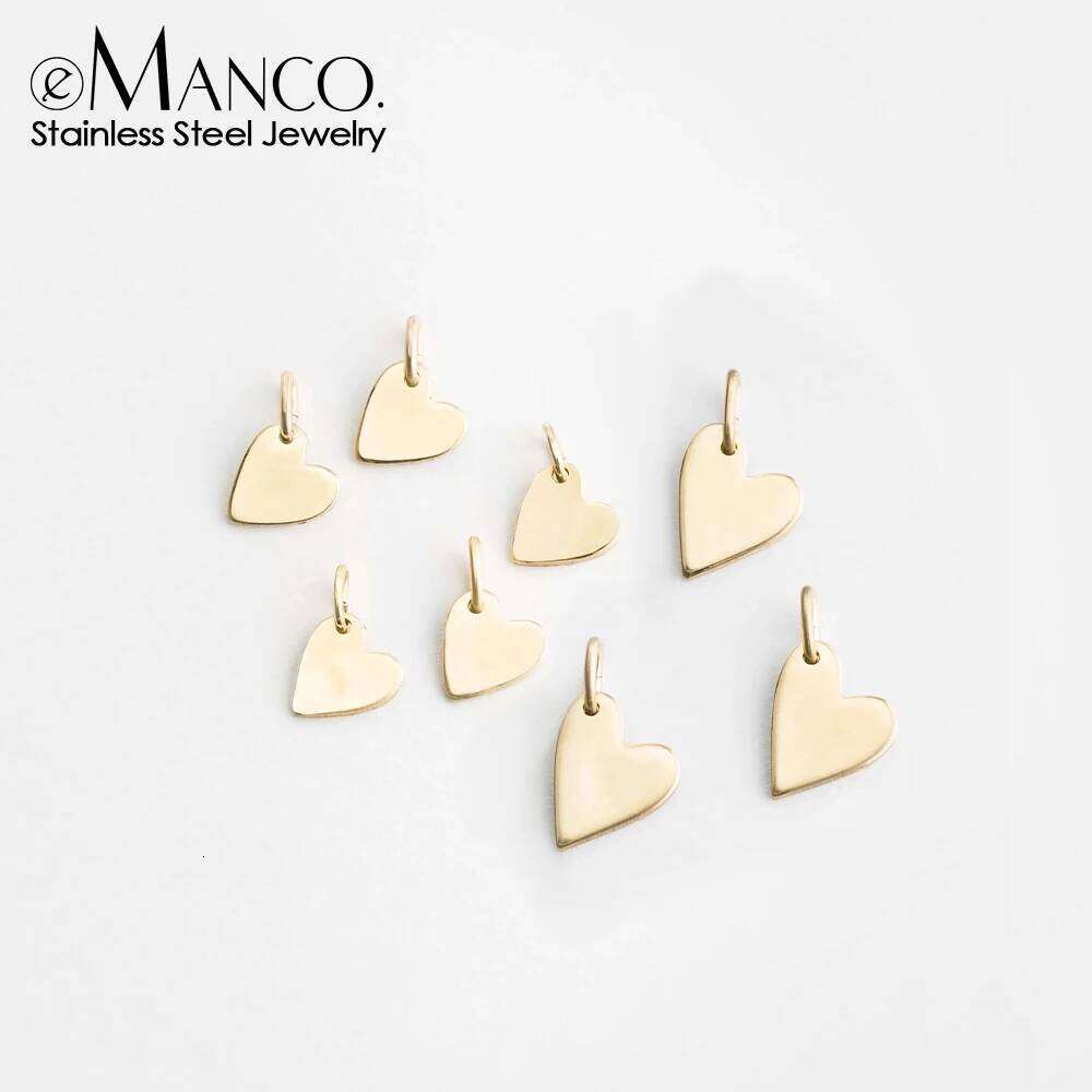 eManco Mother's Day Blank Heart Charms Stainless Steel Mirror Polished Pendant Making DIY Necklace Bracelet 48 Hour Shipping
