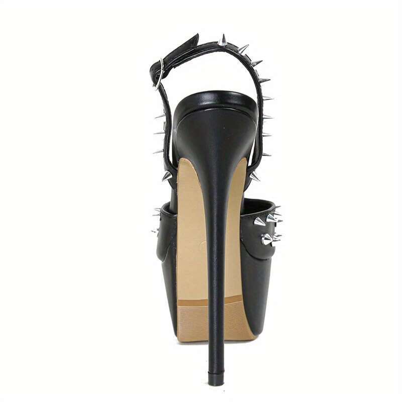Fashion Design Metal Rivet Back Buckle Strap Platform Sandals Women Wedding Banquet Shoe Sexy Peep Toe Stripper High Heels MOJIDASHU