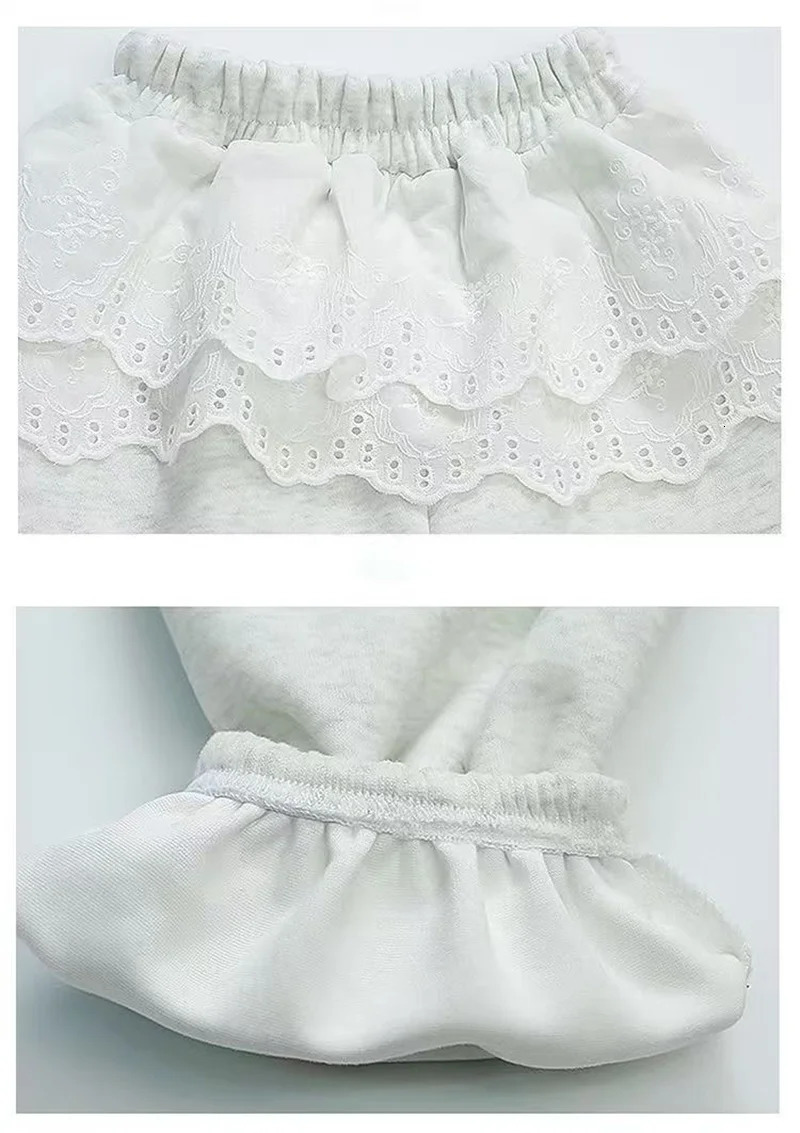 2025 Autumn Girls 2 Piece Sets Children Cotton Lace Long Sleeve Bow Sweatshirt Suit Kids Sports Loose Tracksuit Outfits 251230