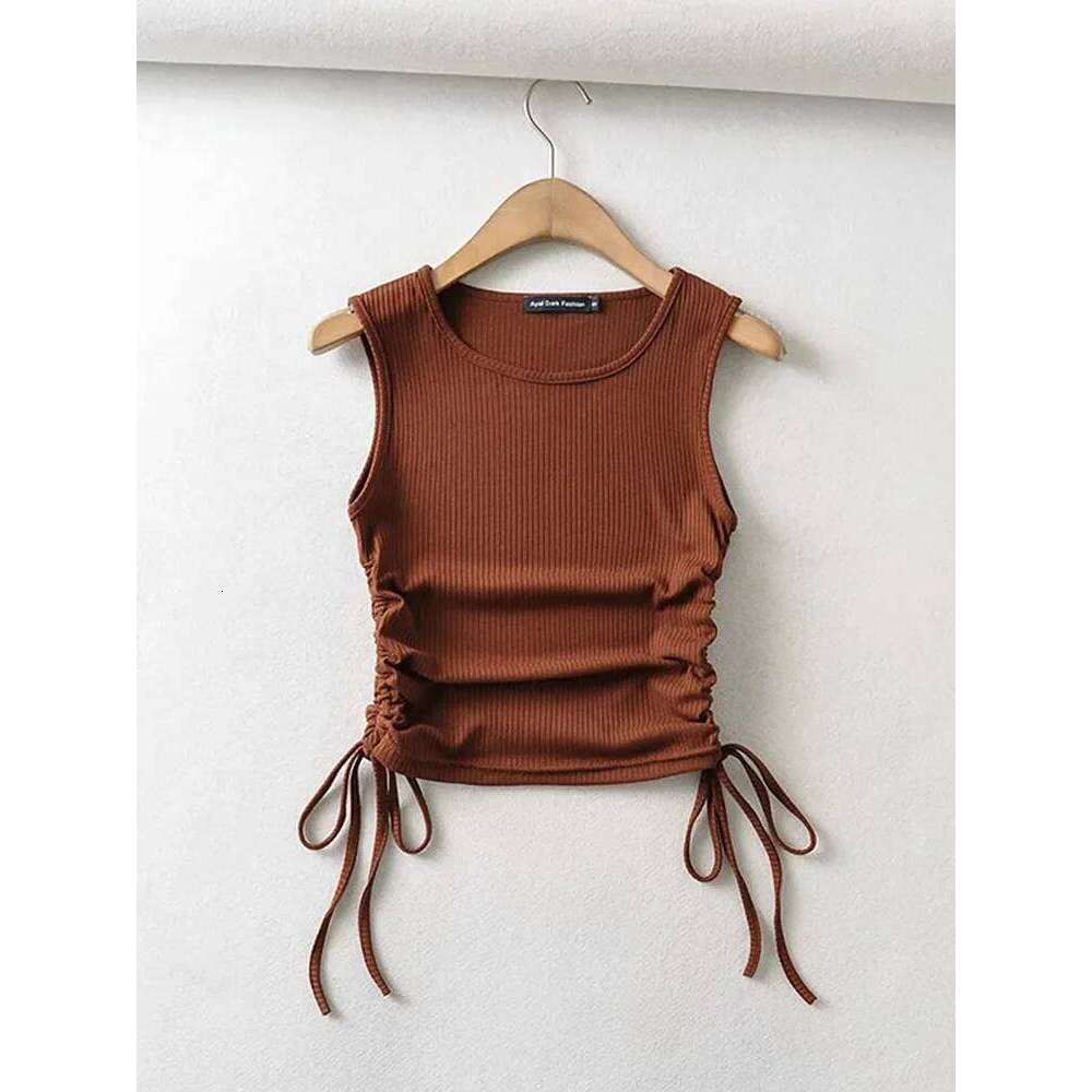 20234 Summer NEW Arrival Women Solid Color Sexy Causal Crop Top With String Both Side Club For Fashion Ladies