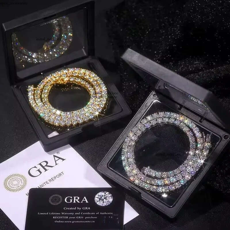 chain Hip Hop necklace fashion Jewelry Pass Dia Tester 4mm 5mm D color vvs moissanite iced out cuban GRA tennis bracelet