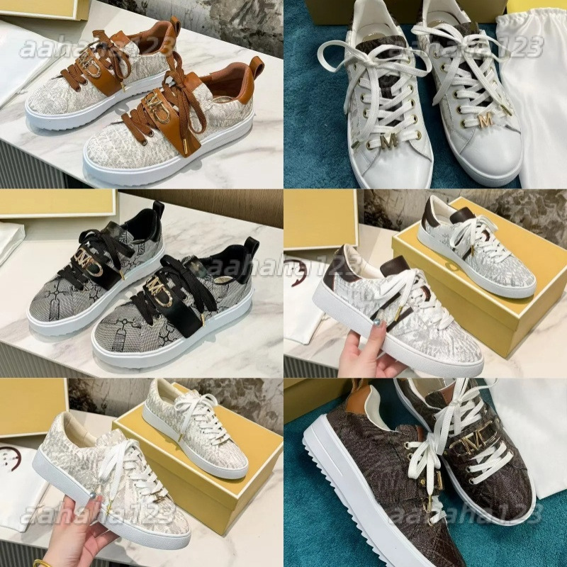 US Designer High Quality MK 2026 New Model Metal Buckle Lettered Genuine Leather Flat Shoes Women's and men's Casual Shoes 93 68