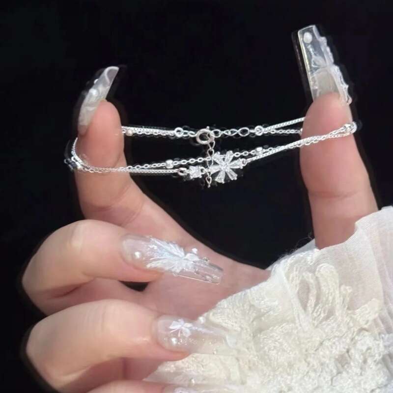 S925 Sterling Silver Double Layer Cherry Blossom Bracelet for Women Sweet High-End Light Luxury Exquisite Best Friend Gift Jewelry