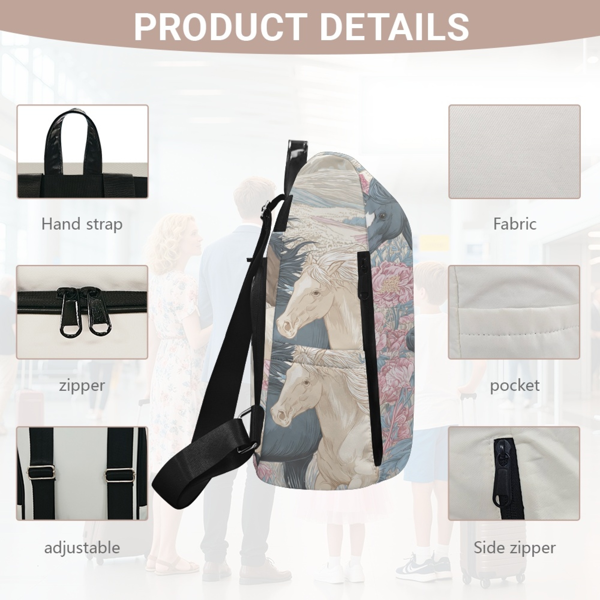 Custom H Designer Fashion Anti Theft Backpack Luxury Horse Pattern Unisex Full Print Backpack Laptop Bag Travel Bag H46