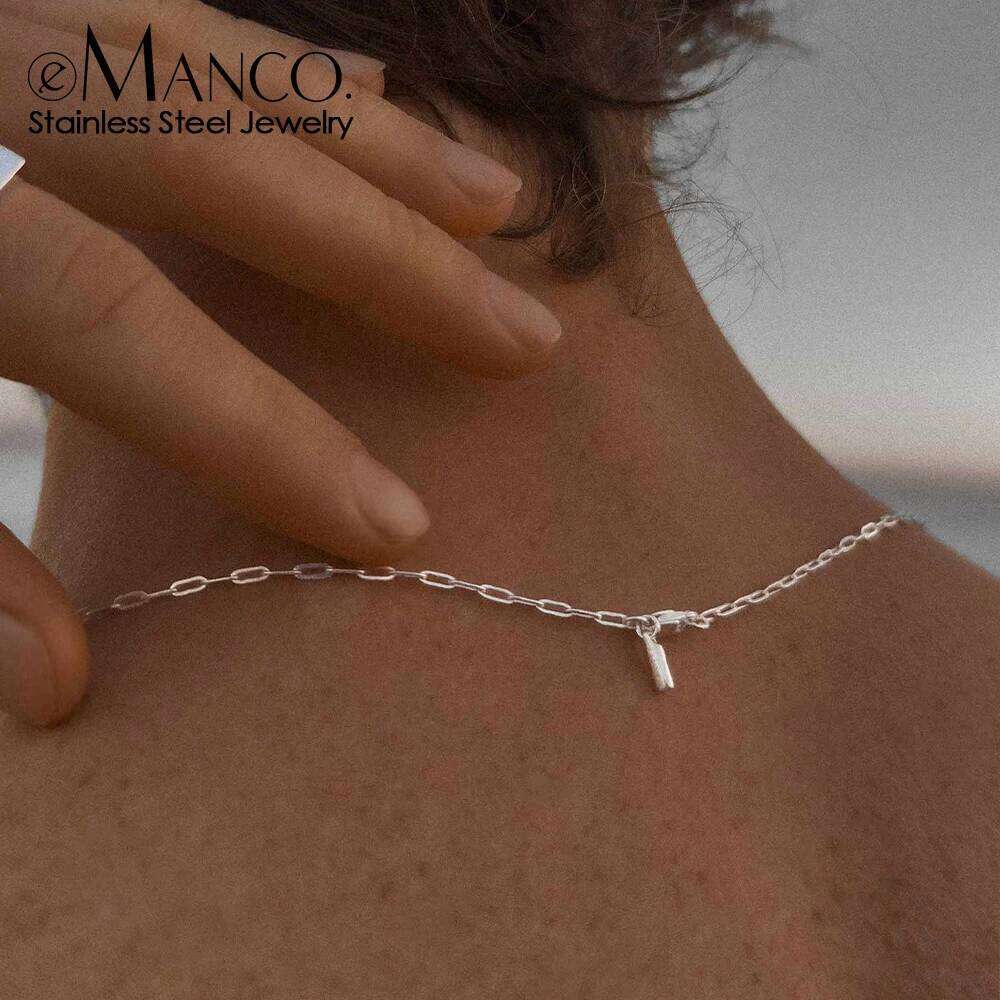 eManco 2MM Stainless Steel Paperclip Chain Gold-plated Punk Necklace Fashion Men's Jewelry Birthday Gift Wholesale