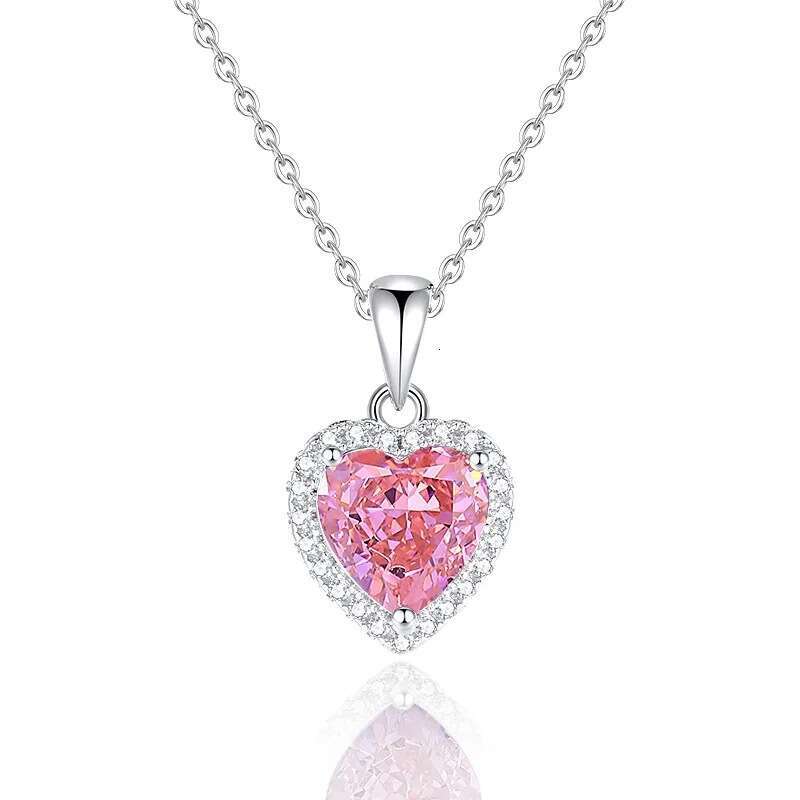 Women's S925 Silver Heart of the Sea Collarbone High Carbon Diamond Blue Heart Pendant High-End Festival Gift Jewelry
