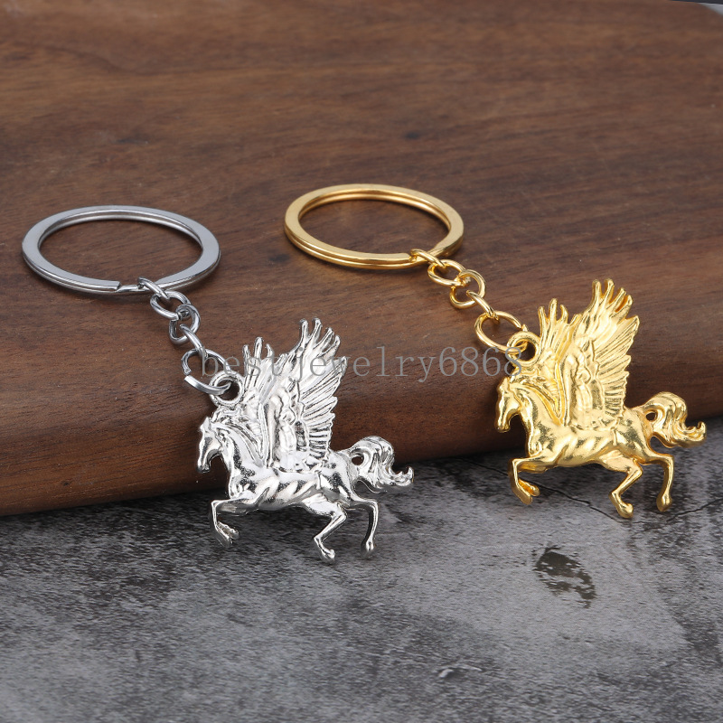 Creative Texture Pegasus Keychains Metal Key Ring Personality Horse Key Chains for Woman Handbag Accessories DIY Jewelry Gifts