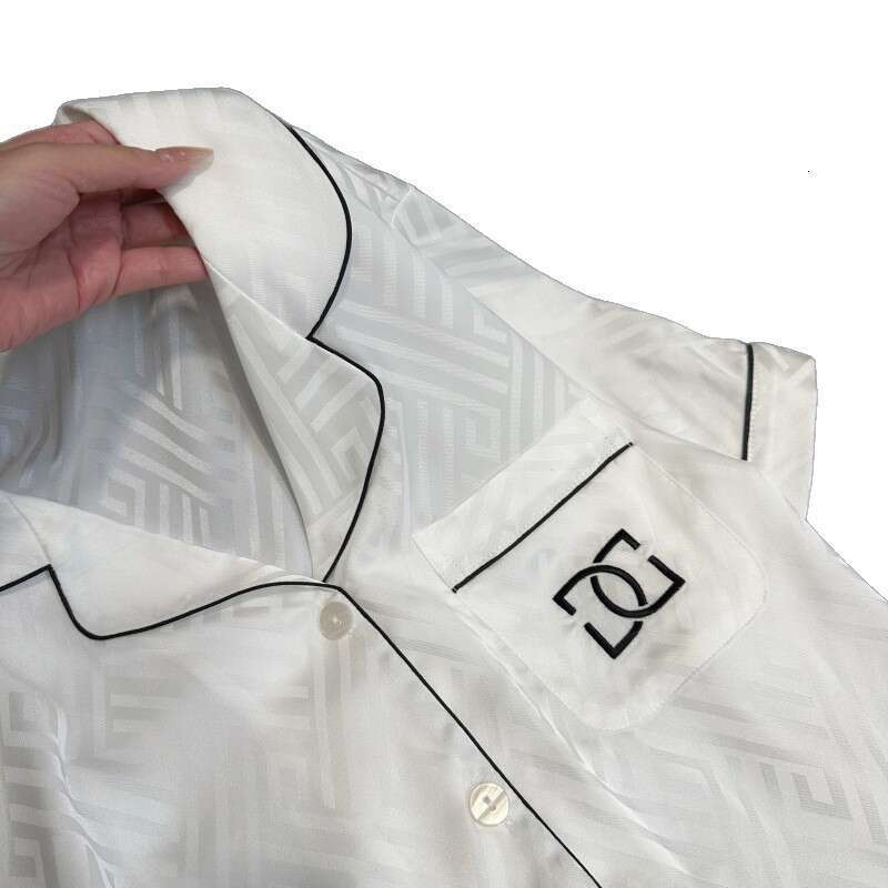 Yase The Rest Of My Life Has You Jacquard Embroidery Ice Silk Couple Pajamas Light Luxury High-End Long-Sleeved Home Wear Set