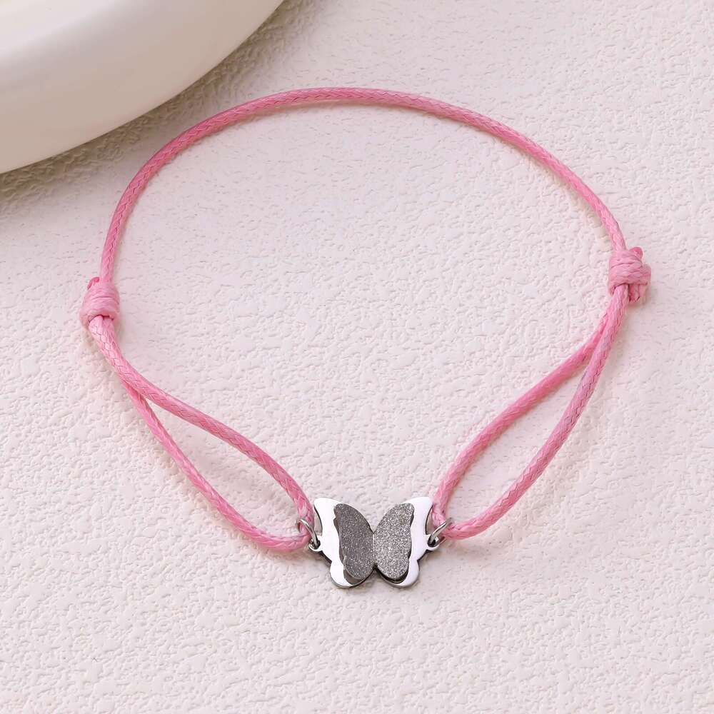 Cross-Border Fashion Versatile Hand-Woven Stainless Steel Letter Simple Adjustable Couple Bracelet Jewelry