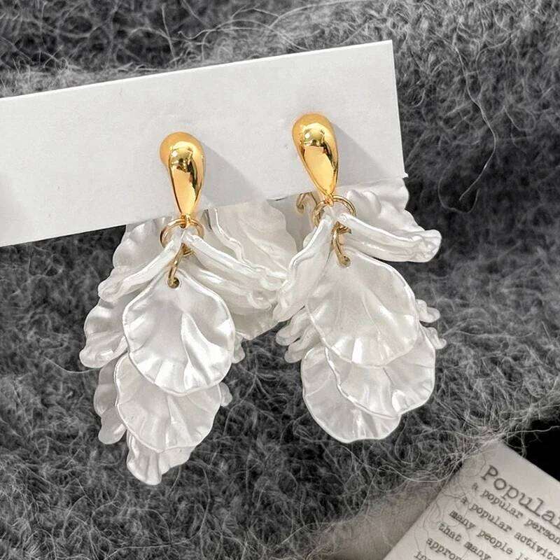 Real 925 Sterling Silver 18K Gold Minimalist Shell Flower Stud Earrings for Women Vintage Fine Jewelry Cute Plant Accessories